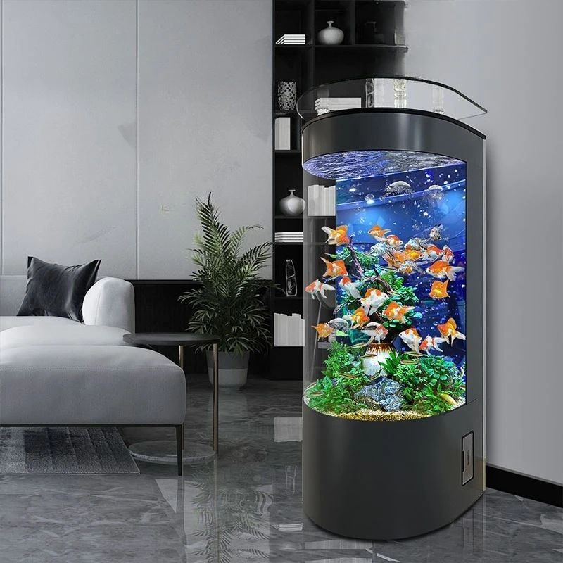 

Fish tank living room small integrated glass semi-circular aquarium