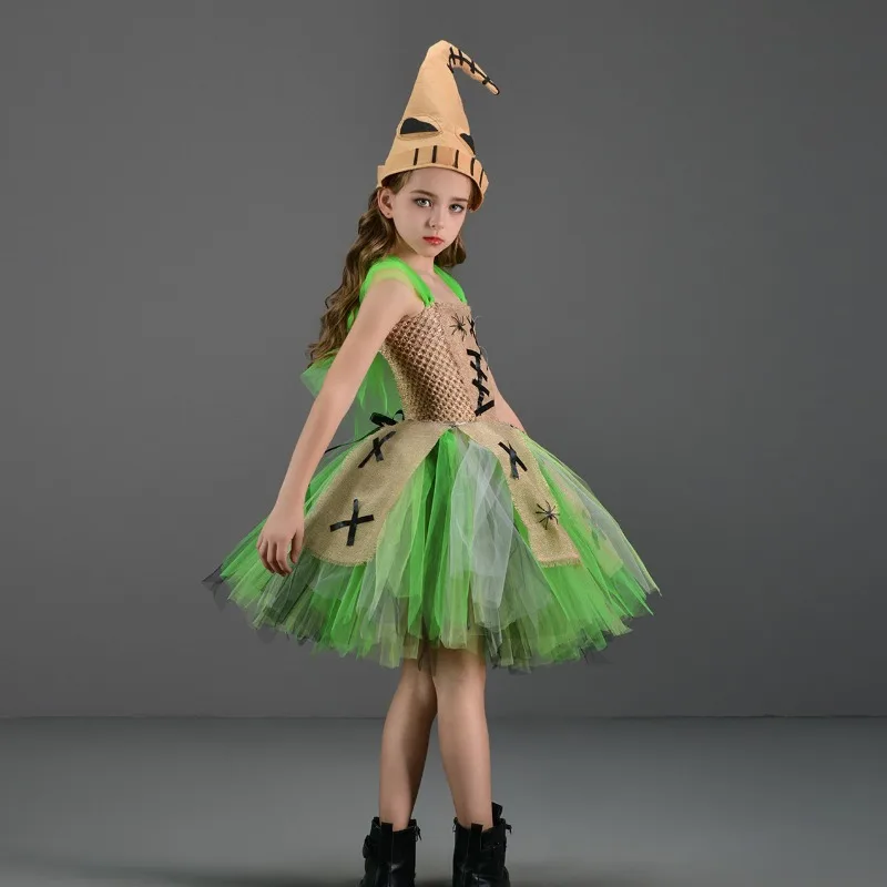 Theeper Holiday Fluffy Tulle Tutu Dress Matching Full Set Halloween Carnival Stage Festive Pageant Celebration Performance Gown