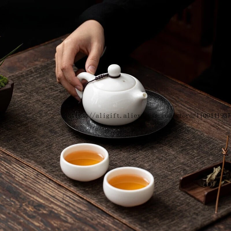 

Ceramic Tea Set White Porcelain One Pot And Two Cups Of Kung Fu Tea Cup Gift Box