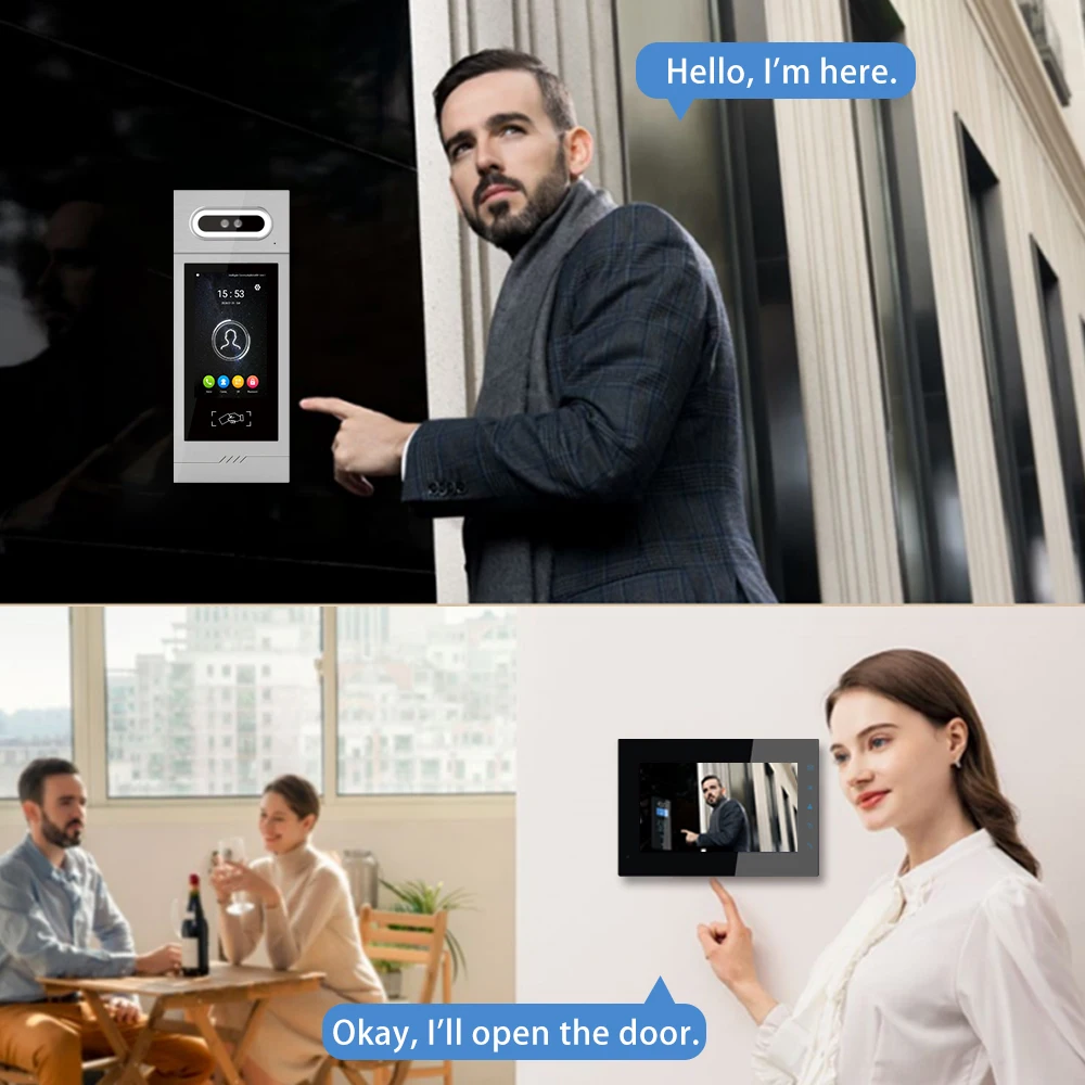 7-Inch Full Touch Building Intercom Digital Building Visual Intercom System Apartment Doorbell Monitoring Intercom