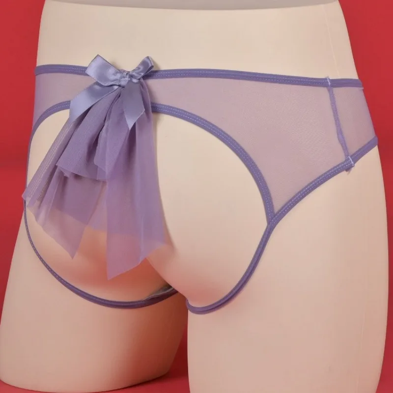 

Bow Hollow Back Sissy Pouch Panties Men Sexy Bullet Separation Lingerie Underpant Smooth Underwear Perspective Gay Nightwear