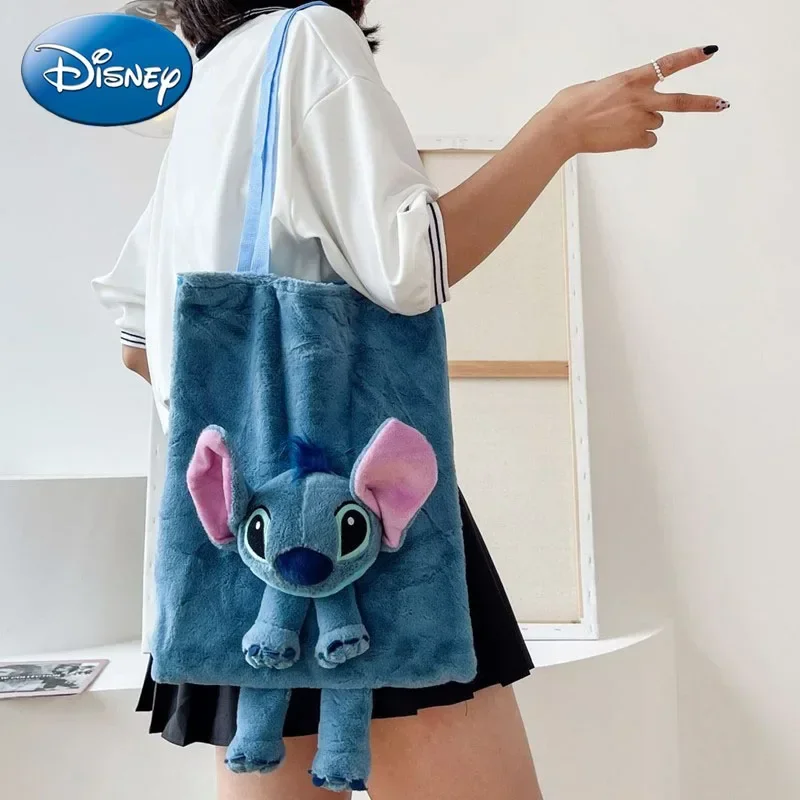 2024 nowy Disney Stitch Cartoon przenośny pluszowa torba duża pojemność urocza torba na ramię Anime dziewczyny prezenty świąteczne