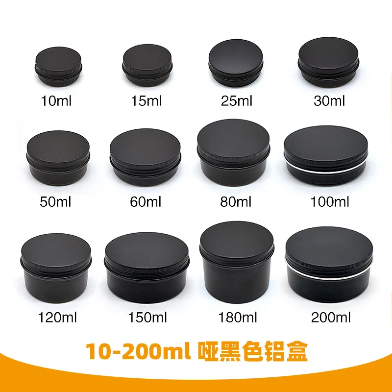 

50Pcs 5g 10g 15g 20g 30g 50g 60g Empty Black Aluminum Tins Cans Screw Top Round Candle Spice Tins Cans with Screw Lid Containers