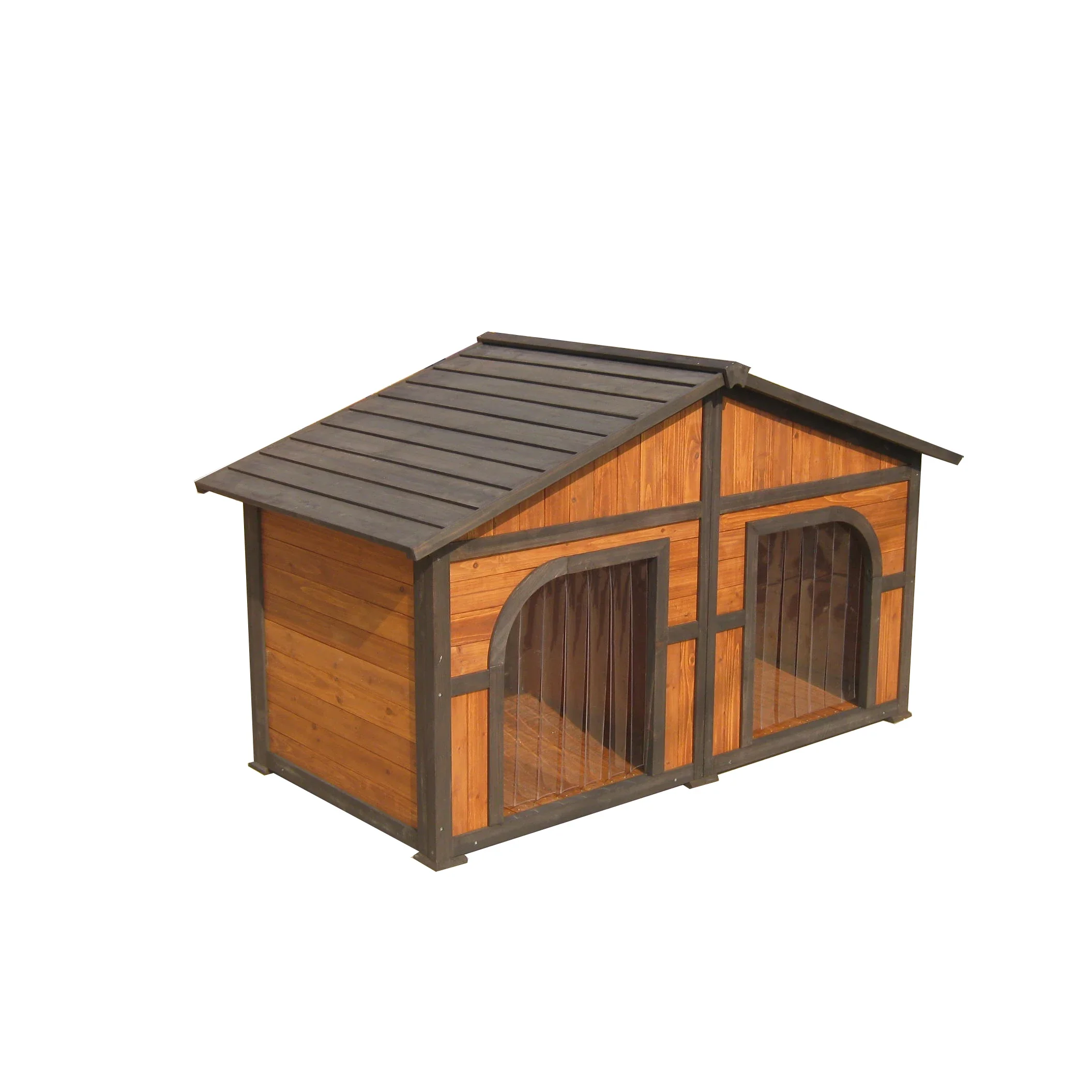 Log Cabin Dog House Large Natural Wood Double Large Dog Kennel Wooden Backyard Large Animal Doghouse