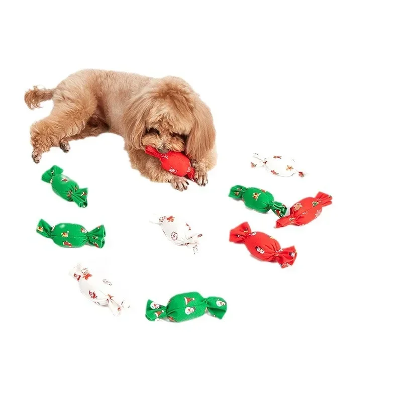 1 Piece Candy Shaped Pet Sound Toy Christmas Pet Bite Resistant Sound Making Toys Sound Making Bell Toys Dog Pet Accessories