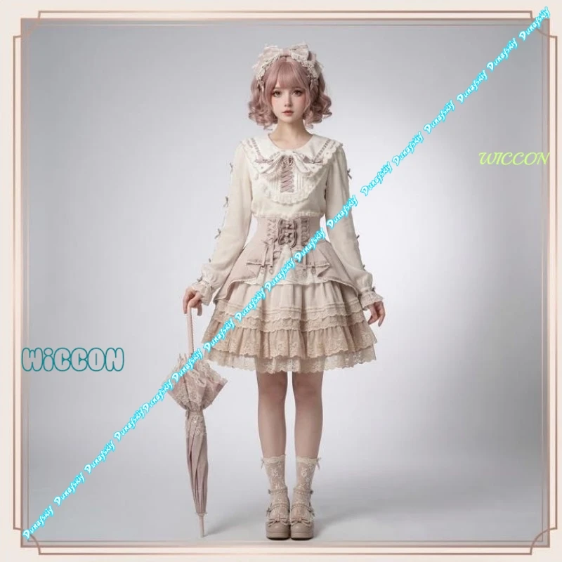 Japanese Jirai Kei Shirt Top Summer Sweet Cute Ribbon Bowknot Blouse Women Short Sleeve Long Sleeve Lolita Blouses Ladies Tops
