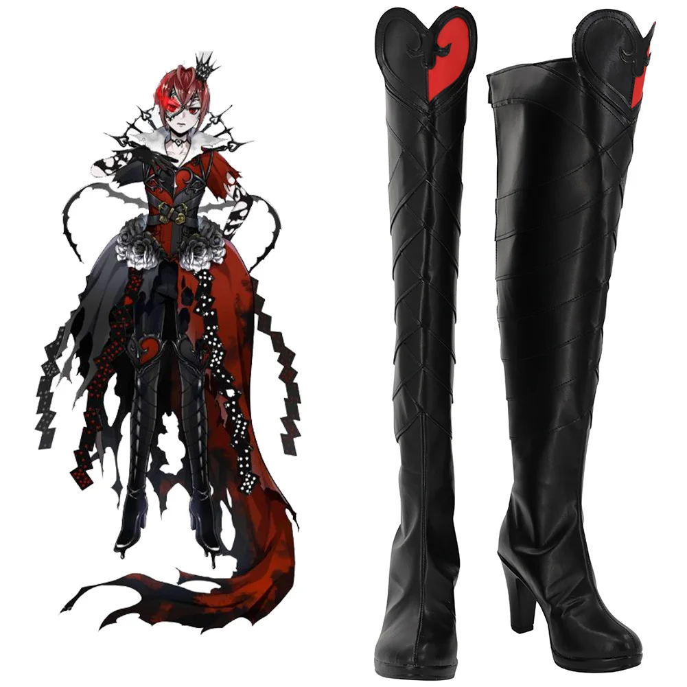 

Twisted Cosplay Long Boots Wonderland Riddle Cosplay Shoes PU Boots Halloween Carnival Party Costume Prop Accessory Custom Made