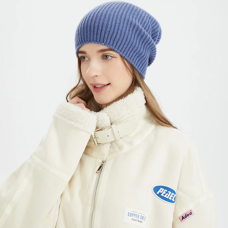 

Натуральная шапка из 100% овечьей шерсти, женская осенне-зимняя теплая шапка, кашемировая шерстяная женская шапка с защитой ушей, вязаные шапки