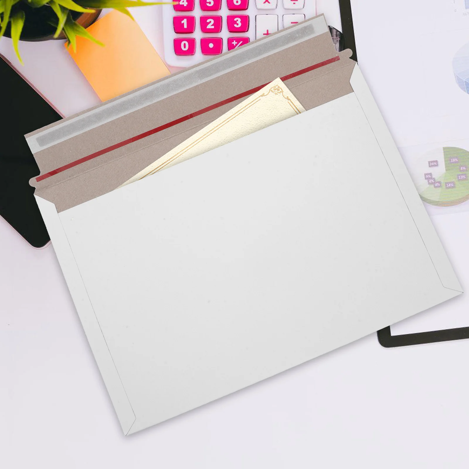 

40 Pcs White Blank Envelopes Thickened Self Adhesive Bags for School Office Mailing Documents Files Photo Flats Rigid Pockets