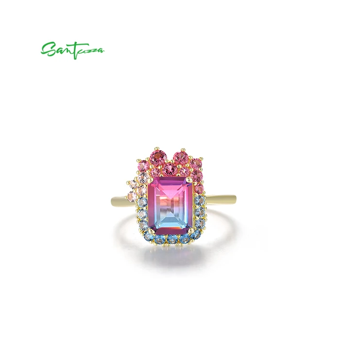 SANTUZZA Echter 925 Sterling Silber Ring für Damen Funkelnder Synthetischer Grüner Spinell Wunderschöne Hochzeitsgeschenke Edler Schmuck – Detail 16