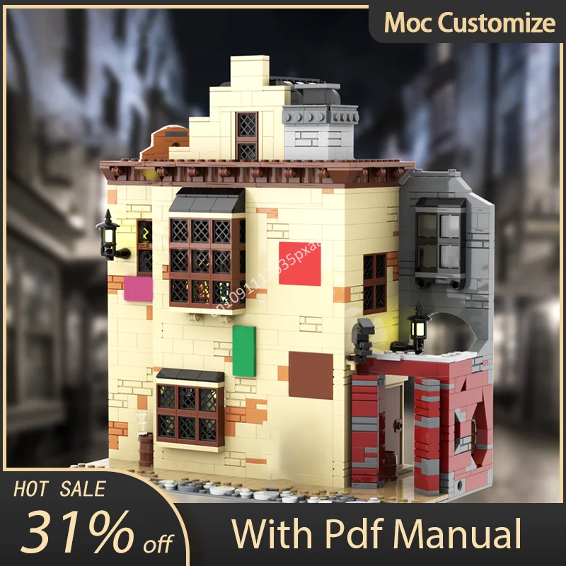 1389 шт. Moc Diagons Alley Архитектура Утерявый котел Модульность Строительные блоки Дом Сборка Кирпичи Игрушки Подарки для детей