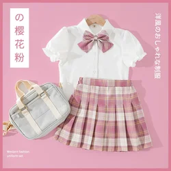 Kid Pink JK Sailor Dress 3PCS Girl Japanese Korean Orthodox School Uniform Cute Pleated Skirt Short Sleeve Kawaii Suit Anime COS