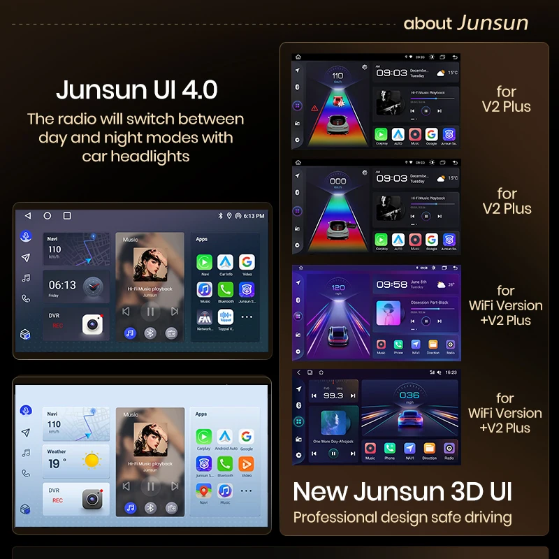 Junsun-Radio con GPS para coche, reproductor con Android, CarPlay inalámbrico, AI, 4G, LTE, Navi, RDS, FM, para Fiat Ducato, Peugeot, Boxer, Citroen Jumper, 2006-2015 6