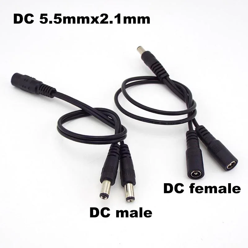 2 way DC Power adapter Cable 5.5mmx2.1mm 1 male to 2 female 2 Male Splitter connector Plug extension for CCTV LED strip light o1