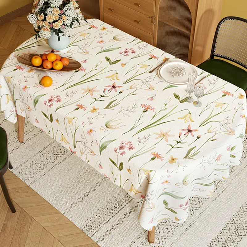 PVC Tablecloth Waterproof Oilproof Heat Resistant to 80C Rectangle Dining Table Cover Elegant Vintage Flower Pattern for Kitchen