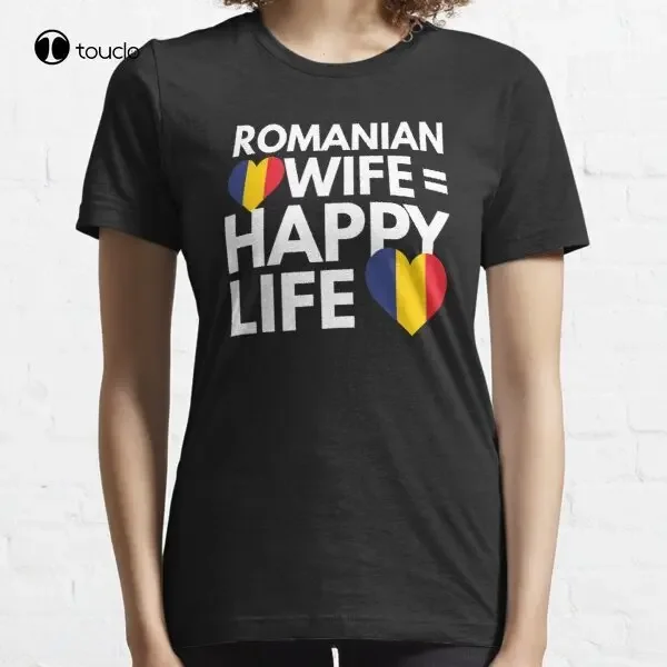 Romanian Wife Is Happy Life T-Shirt Tee Shirt Alien Shirt Custom Aldult Teen Unisex Digital Printing Tee Shirts New Popular