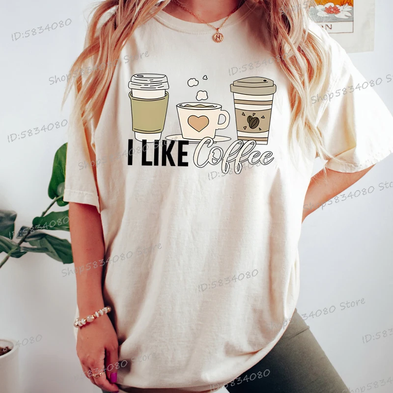 Short Sleeve T-shirt for Coffee Lover Crew Neck Women Fashion Summer Clothes I Love Coffee Graphic Tee Girl Coffee Party T-shirt