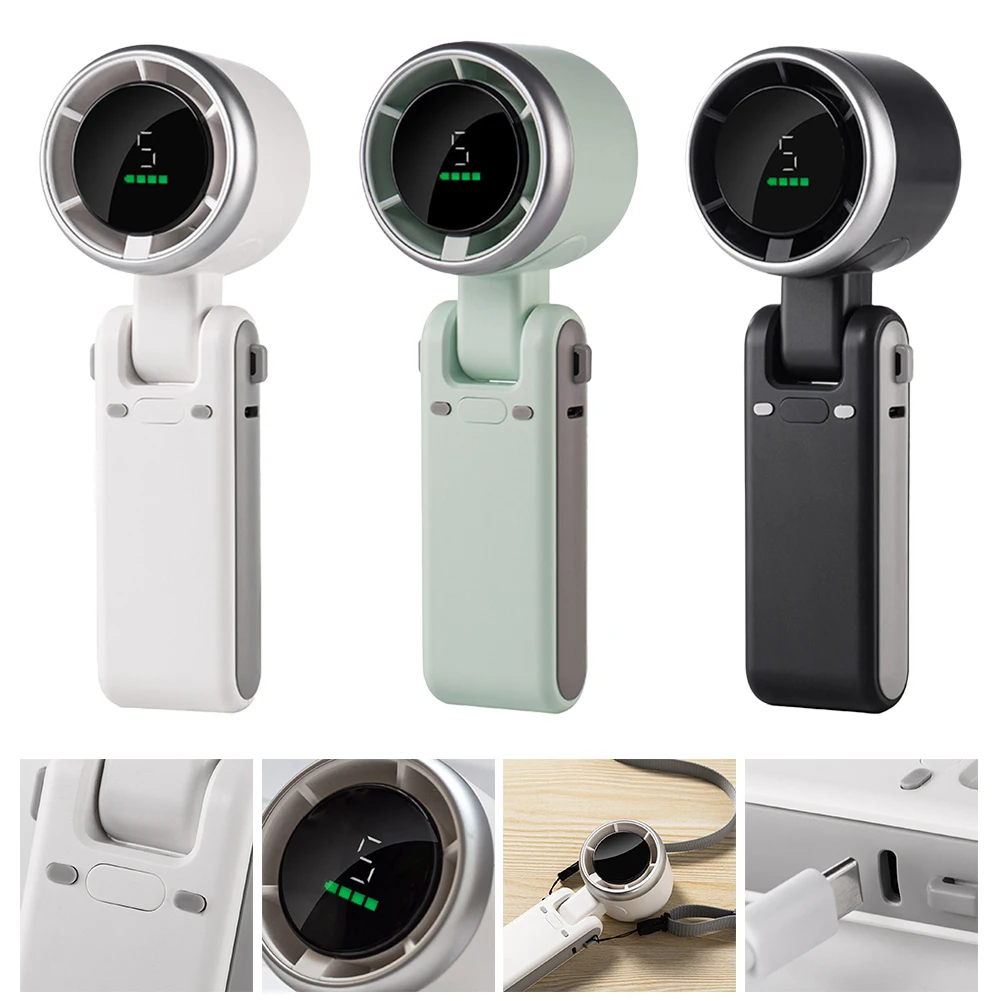 

2024 New Hanging Neck Outdoor 180 Degree Folding Desktop Mini Fan Hand-held Folding High-speed Powerful Turbo Fan