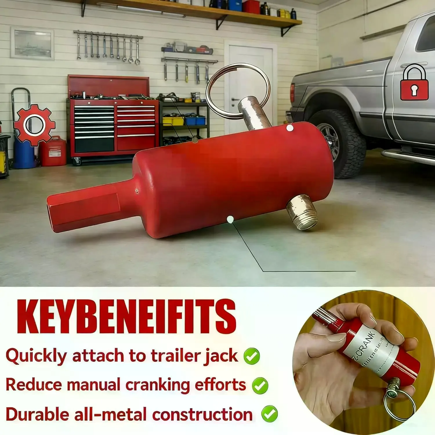 1Pcs Trailer Jack Drill Adapter Heavy Duty Power Drill Crank Handle 1