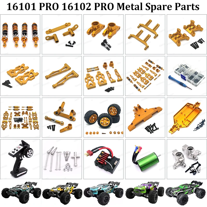 GANGBIBAO SG116 MAX PRO 16101 PRO 16102 PRO Gold Metall Upgrade Arm Schwingender Stoßdämpfer Getriebe Antriebswelle Reifenlager Fahrgestellteile - 161