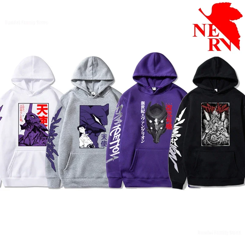 EVANGELION Eva Sweatshirt Anime Long Sleeve Jacket Coats Cartoon Oversized Hooded Hoodie Streetwear Casual Hoodies Top Pullover