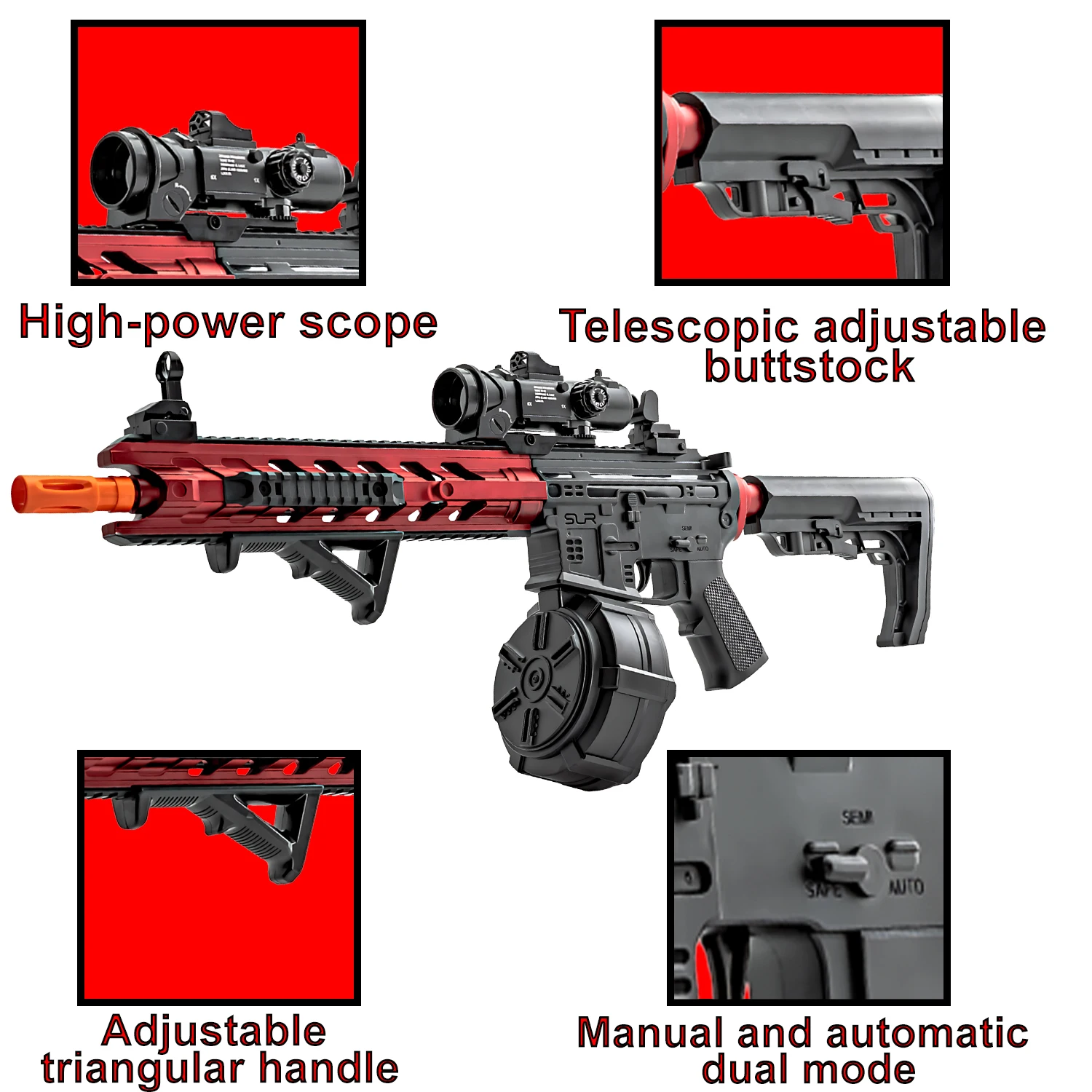 ปืนของเล่น M416 ปืนเจลบอลพร้อมตัวปล่อยกระสุนไฟฟ้าในตัว เหมาะสำหรับกิจกรรมกลางแจ้งสำหรับครอบครัว ของขวัญปีใหม่ ไม่มีกระสุน