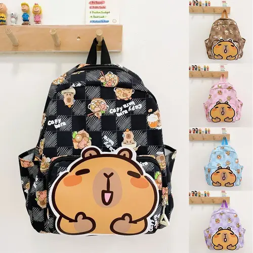 Capybara 배낭 나일론 얼룩 방지 학교 배낭, 내구성 있는 대용량, 다층 다목적 책 가방 