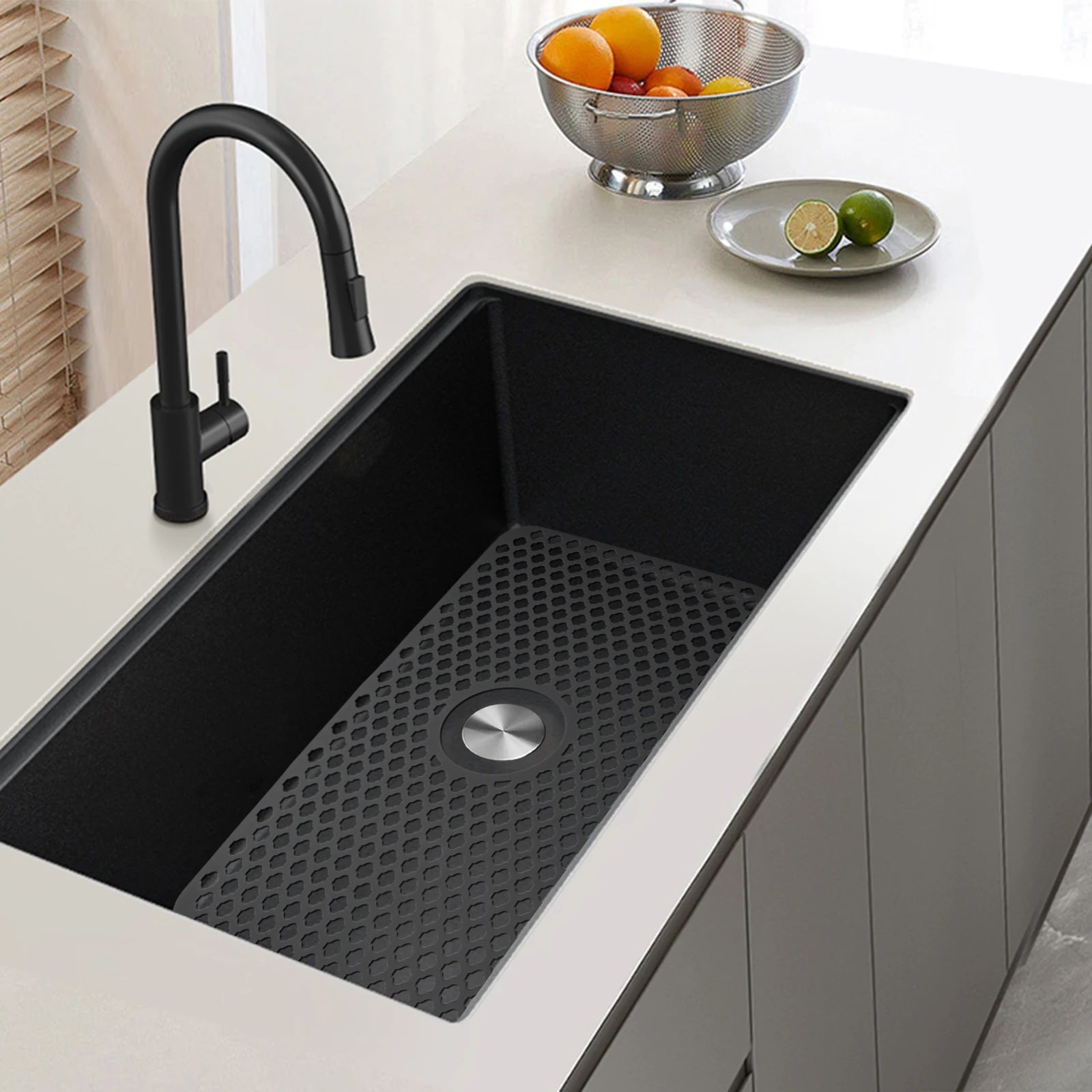 

Silicone Draining Sink Mat Kitchen Protector Anti-Scalding Countertop Accessory Lightweight Hollow Easy Clean Kitchen Accessory