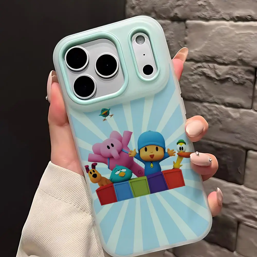 

Animation P-Pocoyo Phone Case Dual-Layer Shockproof Phone Case for iPhone17promax 16 Soft TPU Inner PC Back