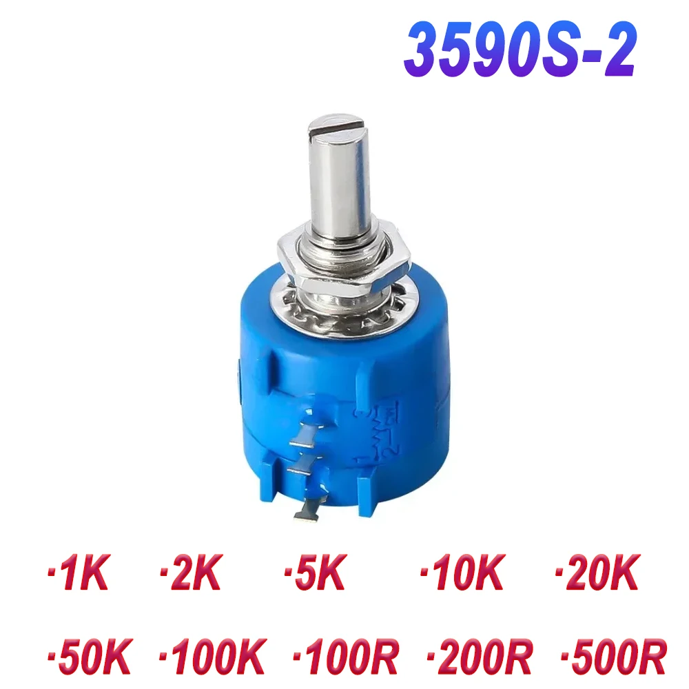 1pc 3590S-2 Potentiometer 1K 2K 5K 10K 20K 50K 100K 100R 200R 500R 3590S Multi-turn Potentiometer 10-turn Adjustable Resistance