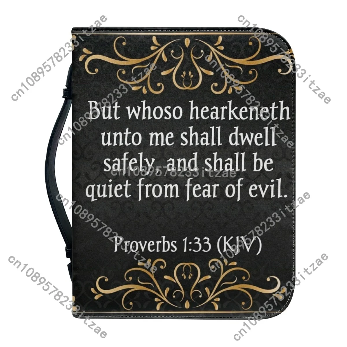 حقيبة يد جلدية للنساء من نزاعة الكتاب المقدس وطباعة أكياس تخزين الكتاب المقدس بمقبض بسحاب حقيبة حمل الكتاب المقدس المحمولة Paquete Biyblico