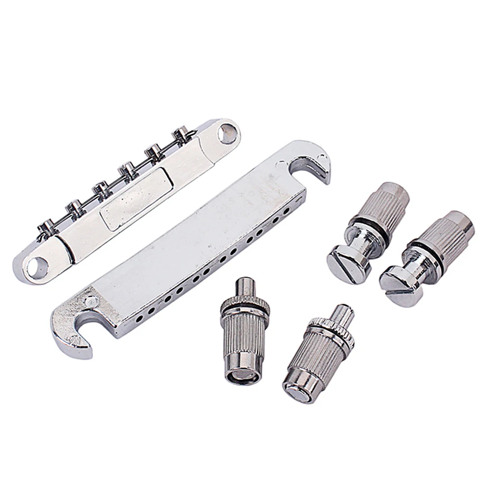 

1 Pair Electric Bridge Replacement Zinc Alloy Guitar Saddle Bridge Durable For Electric Guitar Parts With Studs Silver