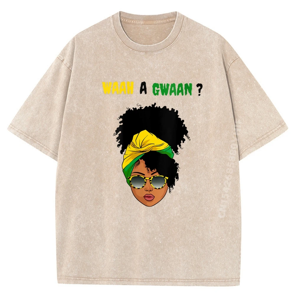 

Женская сувенирная Ямайка Wah A Gwan Jamaica T для флага Ямайки, брендовая одежда, мужская винтажная стираная футболка