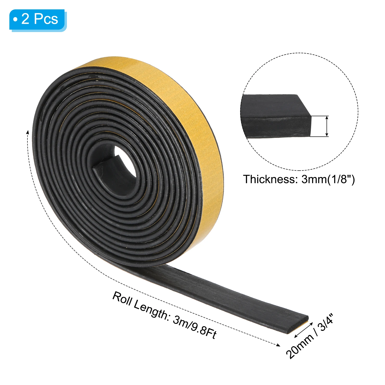 2pcs EPDM Weather Stripping Door Seal Insulation Seal Strip Self Adhesive Foam Seal Strip Soundproof Dustproof Weather Strip