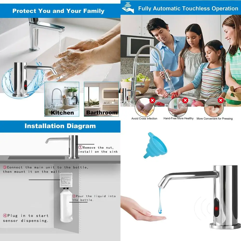 

Хромированный электрический дозатор для мыла для кухонной и ванной раковины с бутылкой и насосом