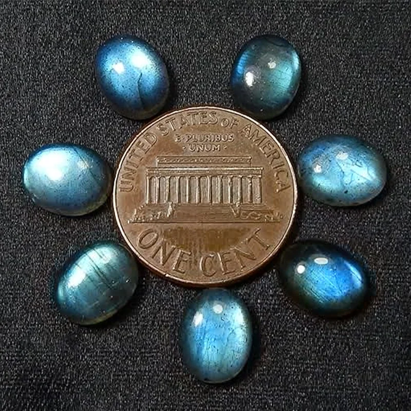 B&F 6PCS Oval Cabochon Natural Labradorite Stone—Loose Gemstone for Jewelry Making Flashy Labradorite customized