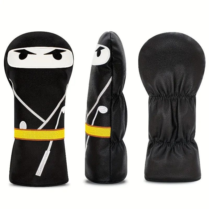 ปลอกหุ้มหัวไม้กอล์ฟลายซามูไรสีดำ - ปลอกหุ้มป้องกันที่ทนทาน สำหรับไม้กอล์ฟเบอร์ 1/3/5