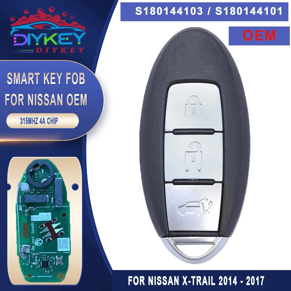 DIYKEY OEM S180144103 S180144101 315MHz 4A Chip For Nissan Xtrail X-Trail Rogue 2014 2015 2016 2017 Smart Car Remote Key Fob