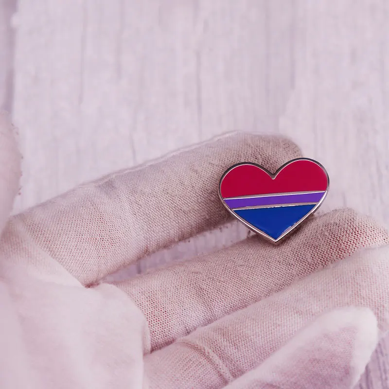 Bisexual Flag Inspired Brooch Heart Badge