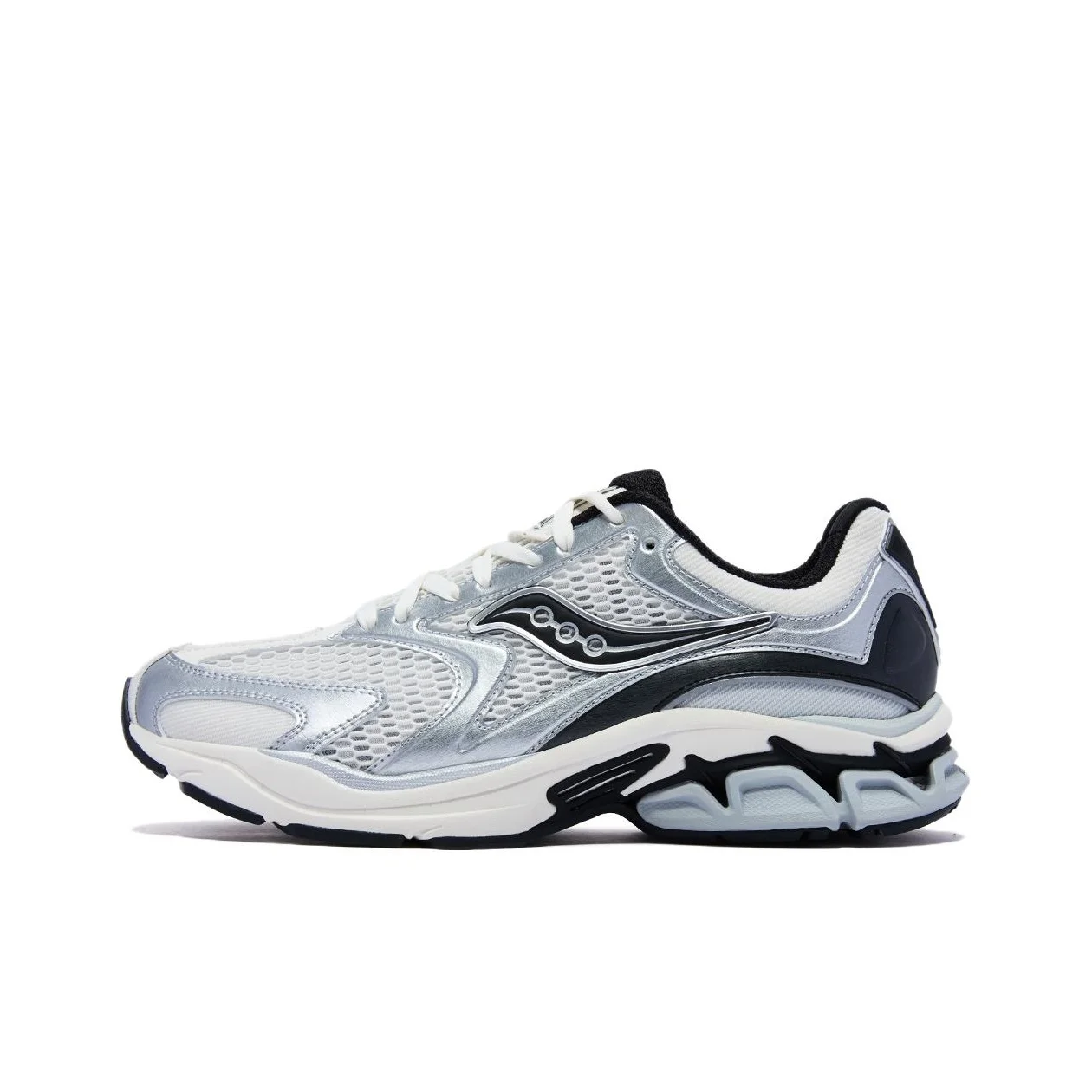 Saucony GRID FUSION Breathable Casual Running Shoes Unisex White Silver S79093-5