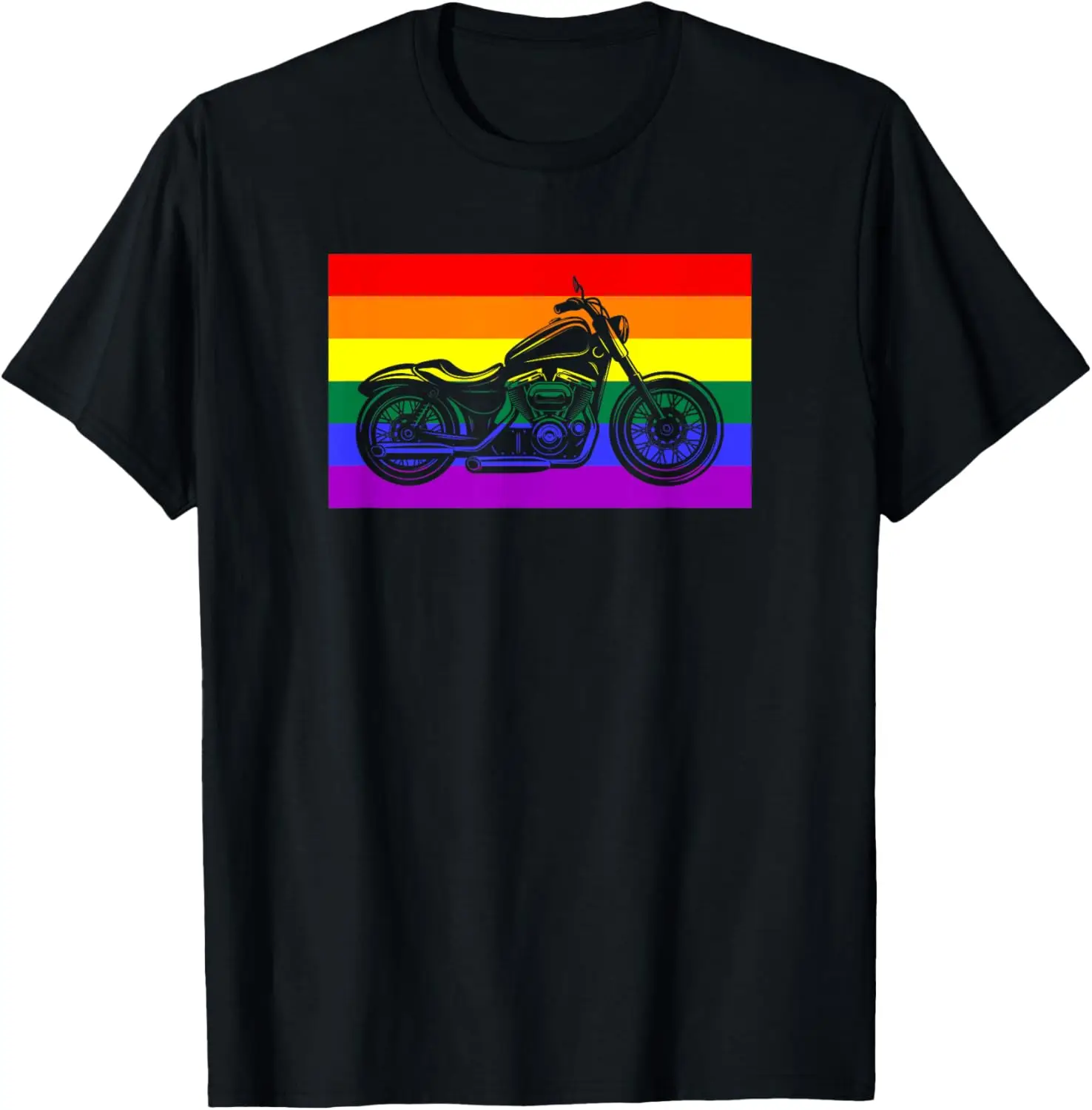 

Motorcycle Biker Gay Pride Flag Rainbow LGBTQ Queer T-Shirt Motorcycle