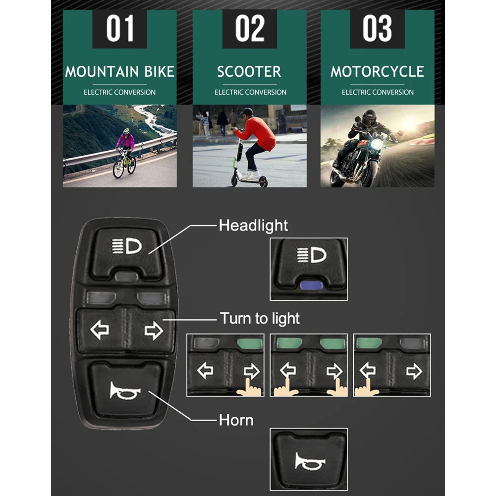 E-Bike Switch DK336 Switch 1 Pc E-Bike Electric Bicycle Multi Switch Scooter Turning Light Switch Electric Scooter Frontlight
