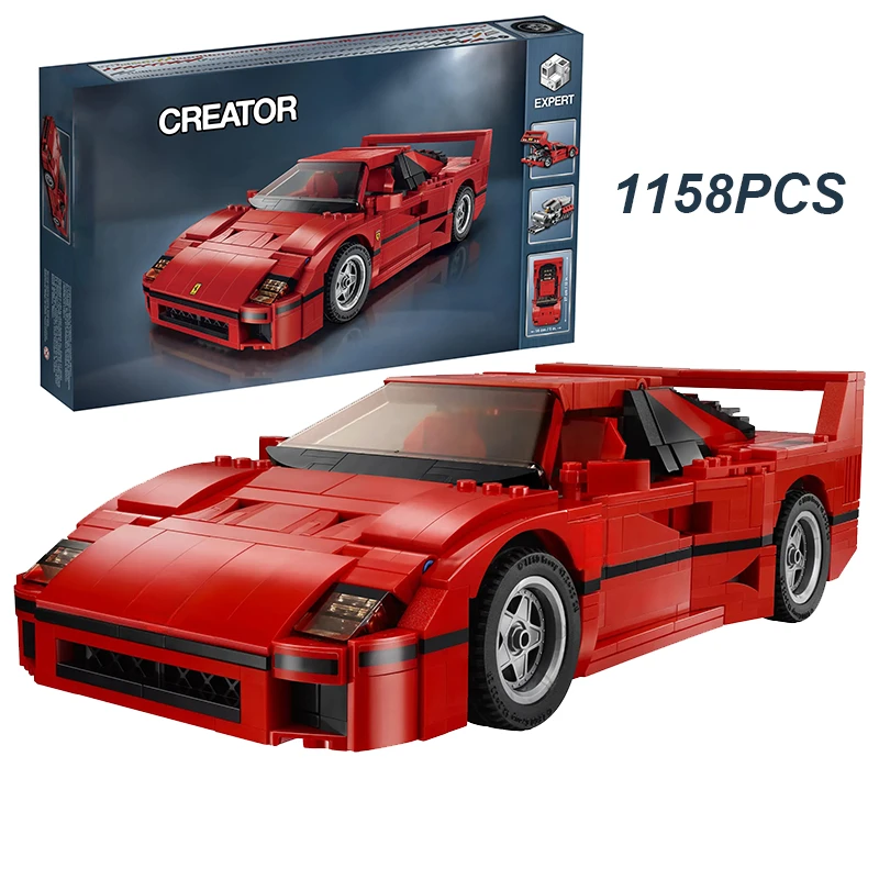

1158 шт., креативный F40, ретро супер модель автомобиля, строительные блоки V8, знаменитый спортивный автомобиль, набор кирпичей, игрушка для детей, подарок