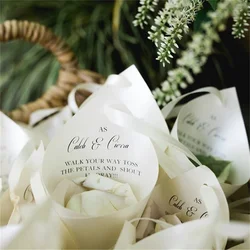 25PCS Custom Ivory shimmer Petals cones with ivory ribbon, Petal Cups, Personalised Wedding Petals Cones, Cones for Petals