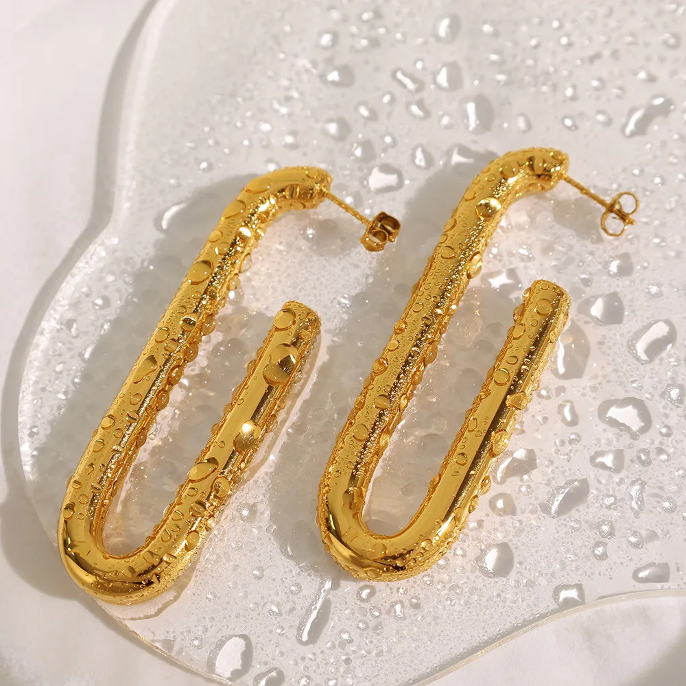 

Women'S Stainless Steel U-Shaped Earrings Gold Zircon Earrings Wedding Party Couple Pierced Earrings Fashion Jewelry