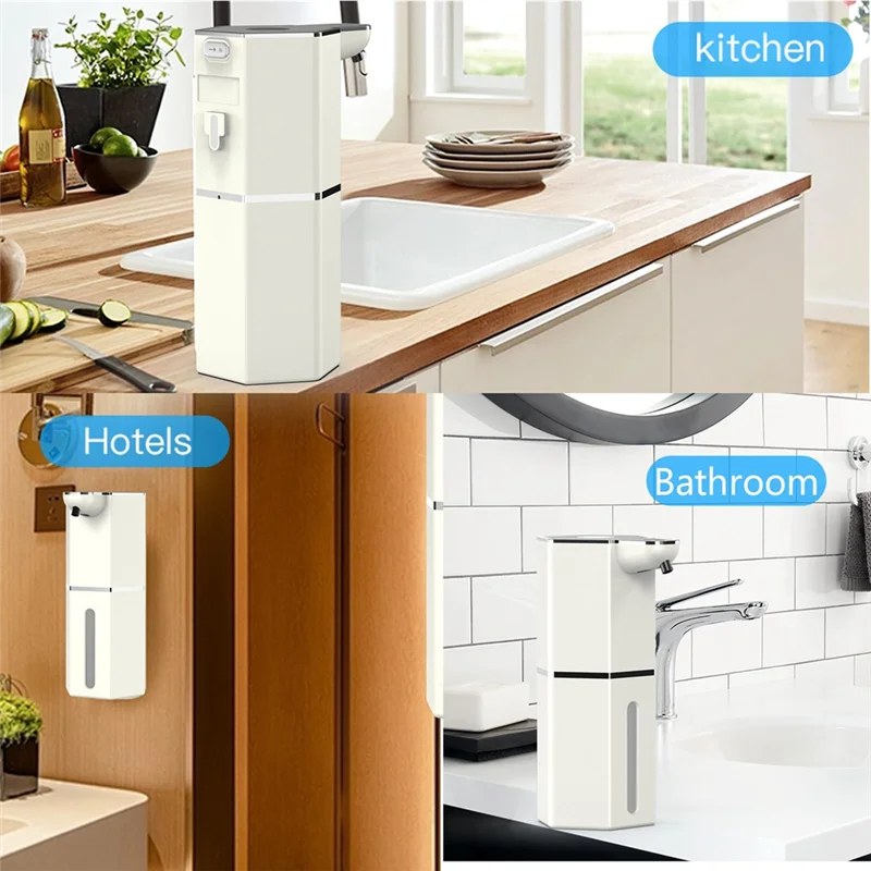 -موزع صابون أوتوماتيكي A25M رغوي بدون لمس: موزع صابون قابل لإعادة الشحن مثبت على الحائط للحمام