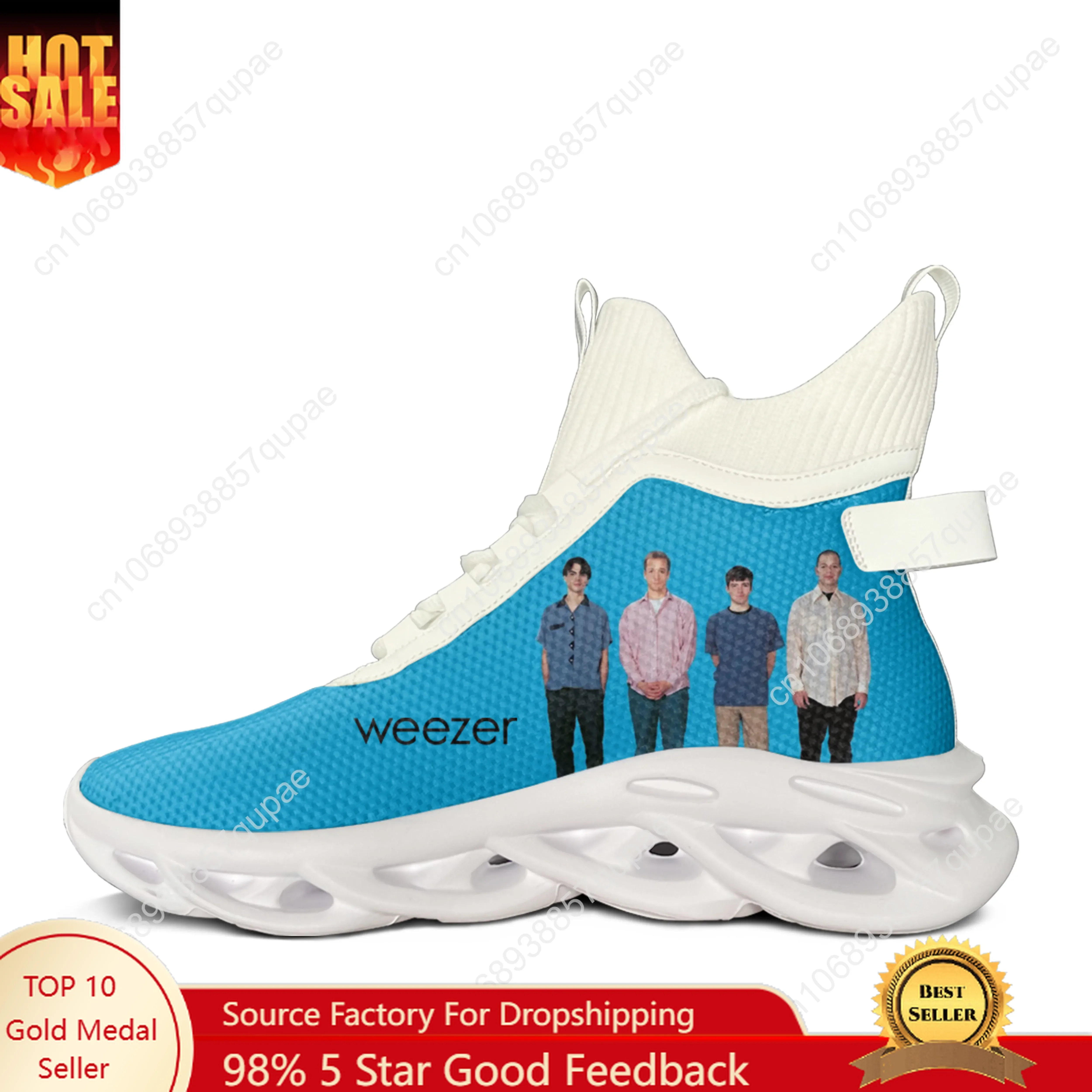 

Weezer High Top Flats Sneakers Pop Rock Band Mens Womens Sports Running Shoes Quality Sneaker Lace Up Mesh Footwear Custom Shoe