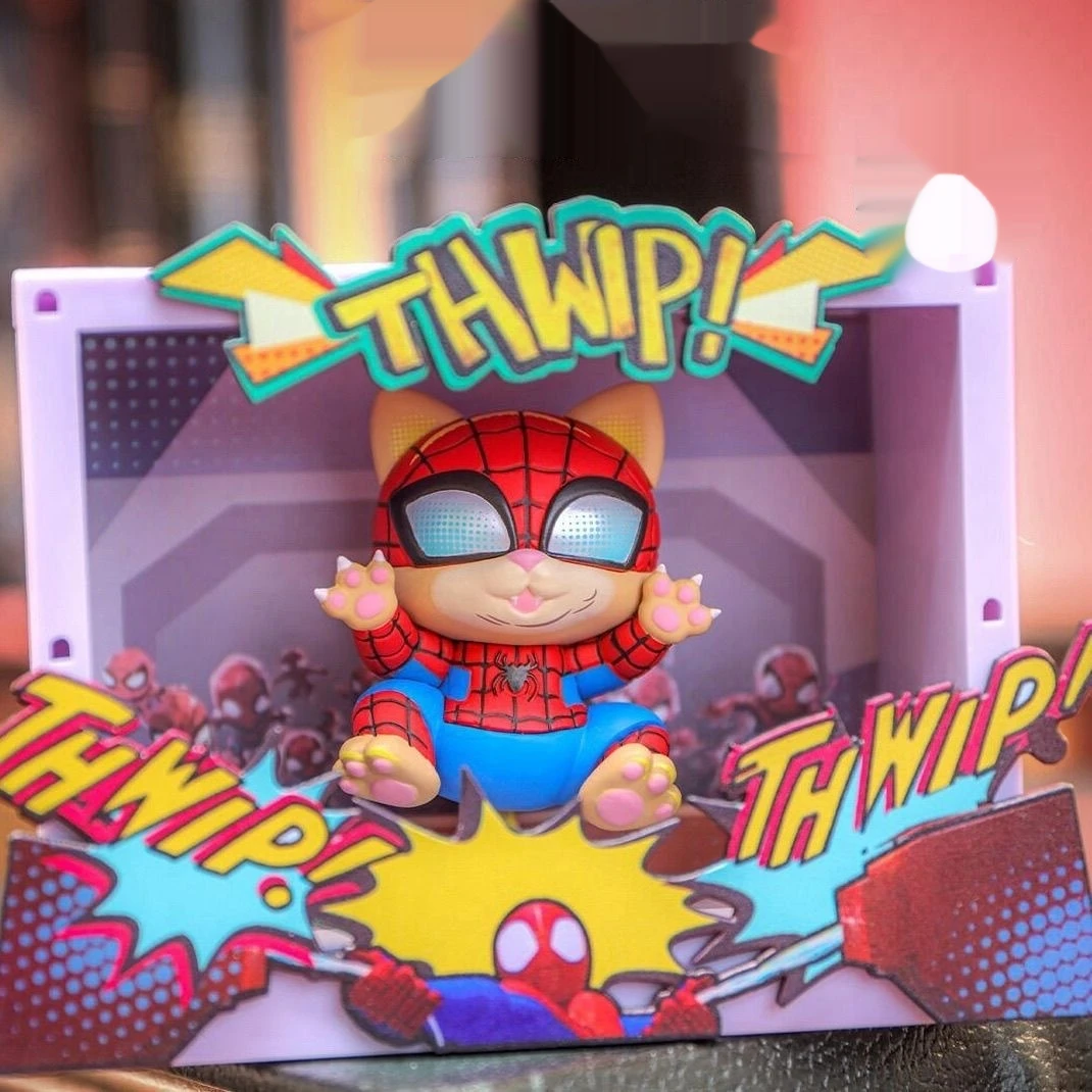 

Подлинная вертикальная и горизонтальная сцена «Человек-паук», украшение для слепых коробки, фигурка мальчика, трендовая игрушечная модель, детский подарок на день рождения