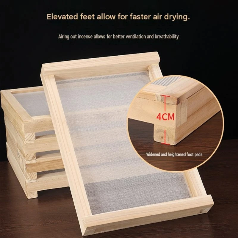 Fragrant Drying Screen with Natural Frame and Fine Netting, Raised Craft Rack for Pottery and Handmade Items Y5GB
