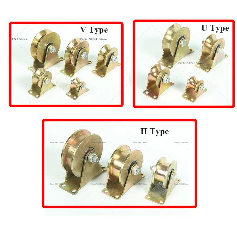 1Pcs Groove Heavy Duty Rigid Caster Track Wheel Bearing Pulley Sliding Door Rollers Gate Wheels Roller Industrial Machines Rail